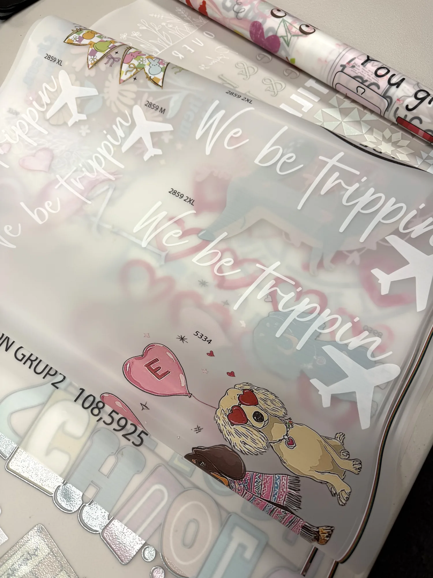 A gang sheet packed with many designs