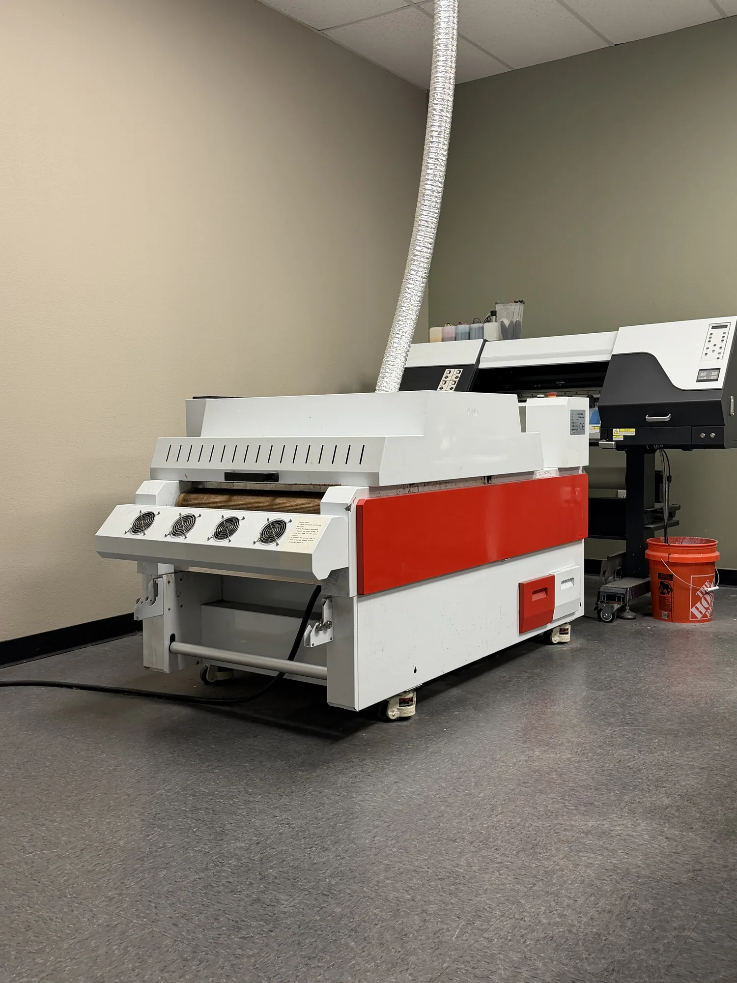 Our DTF printer running a full-color transfer
