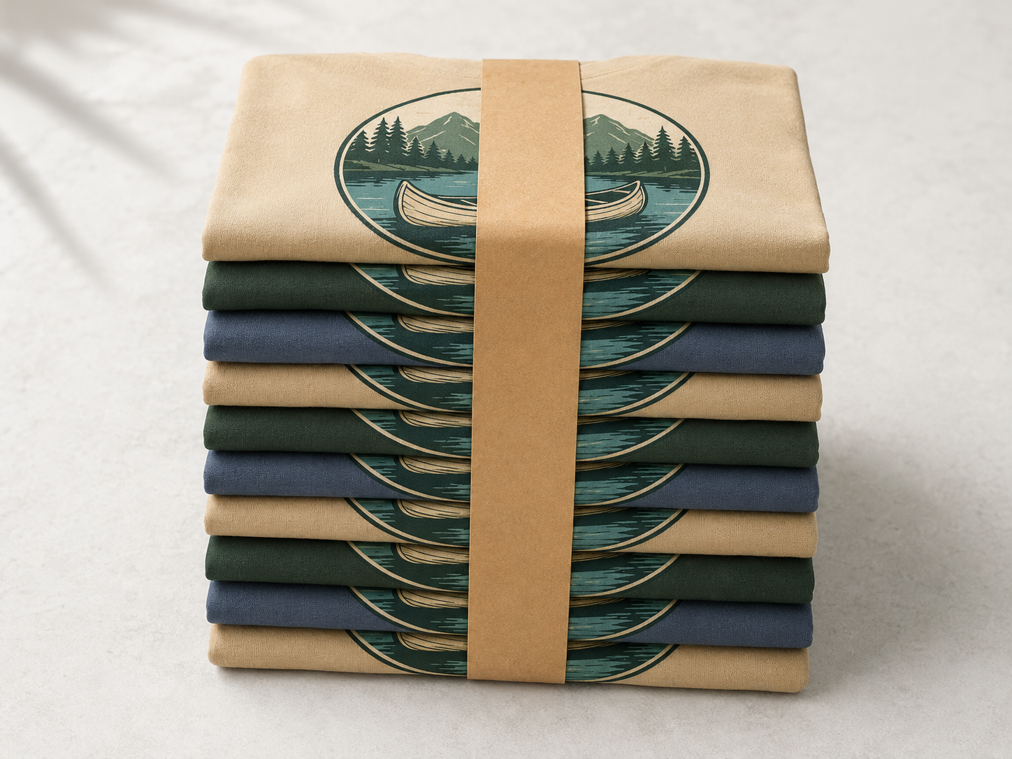 Reseller stack of pressed shirts