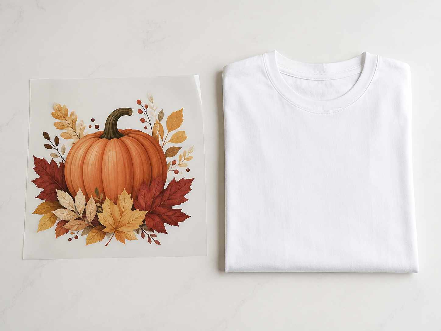 Transfer next to a blank garment