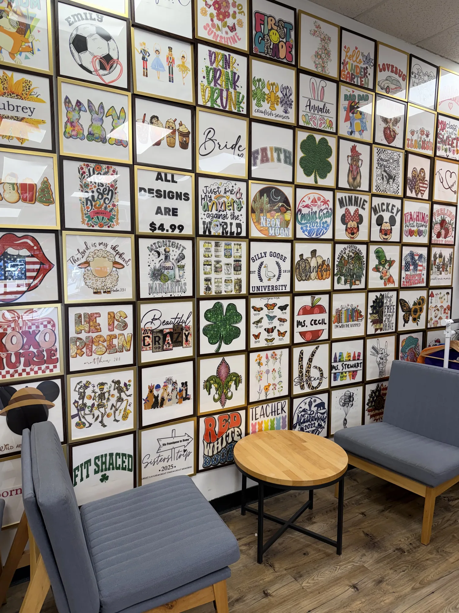 Raccoon Print design wall — ready-to-press designs in Spring, Texas